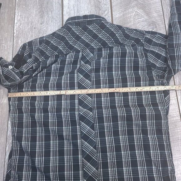 Roar Men Biker Rockabilly Shirt Size XL Black Plaid Strength Refined Long Sleeve - Picture 8 of 10